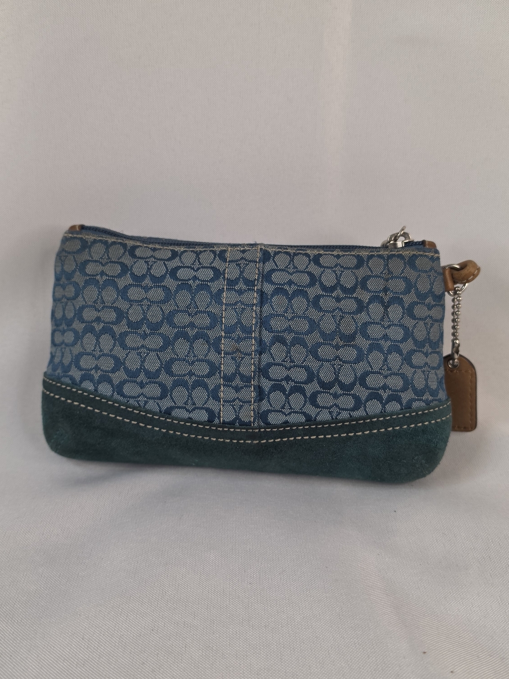 Coach Vintage Y2K Denim Suede Signature Wristlet Pouch Blue Small - Picture 6 of 11
